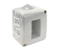 Boîtier de surface à 1 module, facile à installer, conçu pour fixer et protéger les connexions électriques à l'intérieur.