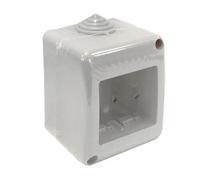 Boîtier de surface à 2 modules, facile à installer et design fonctionnel, idéal pour les connexions électriques et la distribution d'énergie dans divers espaces.