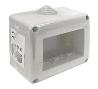 Boîtier de surface à 3 modules, idéal pour les installations électriques, accès et connexion faciles pour divers appareils.