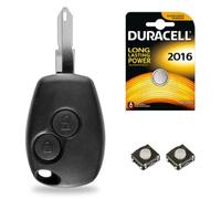 Boitier de Télécommande Auto Compatible acia Sandero - Coque Clé Plip 2 Touches + Switch + Pile CR2016 - Kit iRace Keys®