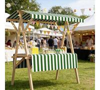Boîtier de Vendeur en Bois Pliable 59in Mobile de marché avec verrière, Chariot de Foire Artisanale Robuste pour Le marché de Nuit Flea Show Food Display, Bleu