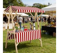 Boîtier de Vendeur en Bois Pliable 59in Mobile de marché avec verrière, Chariot de Foire Artisanale Robuste pour Le marché de Nuit Flea Show Food Display, Bleu