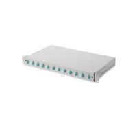 Boîtier d'épissure fibre optique Digitus DN-96331/3, 1U, équipé 12x LC Duplex OM3, acier gris, pigtails & cassette inclus
