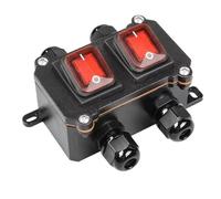 Boîtier d'interrupteur à bascule DPST étanche IP66, double face, double trou, 15 A/250 V CA/CC, 30 A/250 V, boîtier for instruments électroniques(2gang-with-box,12-24v)