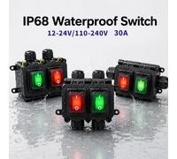Boîtier d'interrupteur à bascule étanche IP68 pour câble en ligne, simple/double marche/arrêt, avec indicateur LED en option, 16A 30A 24V 220V, pour éclairage extérieur et jardin 4H Green