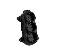 Boîtier d'interrupteur mural vintage, rond, rétro, 3 prises, noir