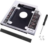 Boitier Disque Dur 2.5'' 3,5"" HDD SSD¿Deuxième SSD pour Ordinateur Portable Caddie kit de Montage 12.7mm 9.5mm¿Adaptateur SATA 3.0 pour Disque Dur CD/DVD-ROM(12.7mm Aluminium)