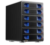 Boîtier Disque Dur 6 Baie Aluminium avec Ventilateur SATA 2,5/3,5 HDD/SSD, USB A/C 3.0, Supportant l'échange à Chaud, l'extension en Chaîne, Boîtier HDD sans Outil, DAS (Pas de Raid/NAS)