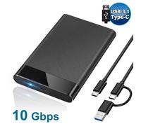 Boîtier Disque dur Externe 2,5'' - USB 3.1 Gen2 - SATA HDD et SSD de 7/9.5mm - Haute Vitesse à 10Gbps avec Cable USB-C vers USB3.1