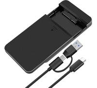 Boîtier disque dur externe, boîtier SSD 2,5 pouces USB 3.1 Gen 1 10 Gbps, boîtier SSD/HDD SATA I/II/III pour 7 mm et 9,5 mm, prise en charge UASP, Plug & Play, aucun outil de boîtier disque (Noir)