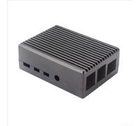 Boîtier dissipateur thermique en aluminium pour Raspberry Pi 4B avec double ventilateur de refroidissement passif et accès complet au port, coque en métal noir gris pour dissipation de la chaleur