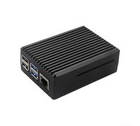 Boîtier dissipateur thermique en aluminium pour Raspberry Pi 4B avec double ventilateur de refroidissement passif et accès complet au port, coque en métal noir gris pour dissipation de la chaleur