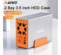 Boîtier double baie MAIWO pour disques durs SATA 3,5 pouces, compatible avec les disques durs 2,5/3,5 pouces, capacité 60 To, station d'accueil externe USB Type-C UK Plug