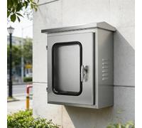 Boîtier électrique en acier inoxydable 304, boîte de distribution étanche IP65 - avec fenêtre, portes doubles verrouillables et plaque de montage - (taille : 50 x 40 x 20 cm)