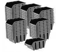 KADAX Boîtes de Rangement Murales, Boîtes Empilables en Plastique pour Organiser Vos Outils, Bacs à Bec pour Garage (Lot de 50 : Noir, 230 x 160 mm)