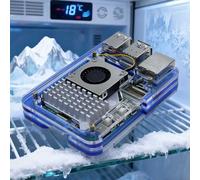 Boîtier en acrylique optimisé à 5 couches pour Raspberry Pi 5 avec dissipateur thermique officiel et compatibilité du ventilateur pour une meilleure gestion thermique (Blue Pro)