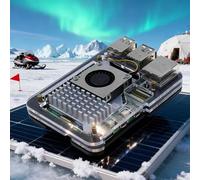 Boîtier en acrylique optimisé à 5 couches pour Raspberry Pi 5 avec dissipateur thermique officiel et compatibilité du ventilateur pour une meilleure gestion thermique (aluminium noir)