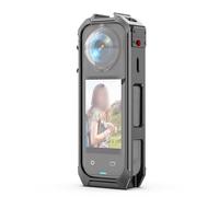 Boîtier en alliage d'aluminium pour Insta360 X5, support de griffe pour microphone ou accessoires légers, cadre de protection compact noir pour commandes et ports de caméra d'action