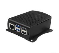 Boîtier en alliage d'aluminium pour Raspberry Pi 5 avec dissipation de la chaleur améliorée, support du ventilateur de refroidissement et options de montage, noir (90 x 84 x 34 mm) (boîtier extérieur)