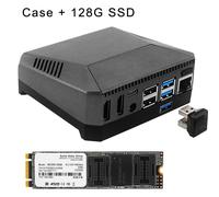 Boîtier en aluminium pour Raspberry Pi 4 Argon One M.2,avec SSD SATA M2,6 000 emplacements,couvercle GPIO,ventilateur de refroidissement,modèle B - Type Option 3
