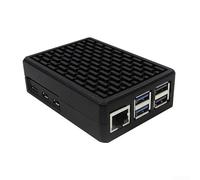 Boîtier en aluminium pour Raspberry Pi 5, refroidissement passif en alliage avec coussinets conducteurs thermiques, boîtier de protection silencieux, noir, 89 x 64 x 33 mm (étui de protection)