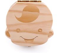 Boîtier en Bois - MEDIA WAVE STORE - Porte Dents de Lait - Garçon - 13,5 x 13,5 x 4 cm - Cadeau Naissance