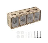 Boitier en bois transparent 4 compartiments à fixation murale | Tirelire pour enfants, garçons et filles, chambre familiale, salon, bureau à domicile