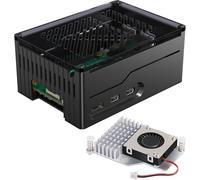 Boîtier en Métal Acrylique + Boîtier pour Raspberry Pi 5 Support PCIe M.2 NVMe Hat SSD X1001/ X1003/ X1000 All SSD Expansion Board at The Top Boîtier pour Raspberry Pi 5 8 Go 4 Go Noir.[V218]