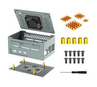 Boîtier en métal en aluminium avec refroidisseurs, ventilateur de refroidissement, dissipateur thermique, grand espace pour 5 cartes d'extension PCIe supplémentaires, refroidisseurs actifs