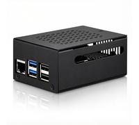 Boîtier en métal pour Raspberry Pi 5, Support Pi 5 Active Cooler, Espace pour Chapeaux, Cartes supplémentaires, Refroidisseur et Chapeaux NVMe (Noir)