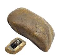 Boîtier en pierre réaliste - 11,5 cm - Étanche - Compartiment secret avec serrure de rechange extérieure - Pour terrasse, chemin, parterre de fleurs, décoration, allée, paysage, couverture, objets de