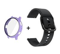 Boîtier En Verre+Bracelet+Protecteur D'Écran Pour Samsung Galaxy Active 2 40Mm 44Mm Pc+Couvercle De Pare-Chocs 20Mm Bracelets De Montre Pour Accessoires Active2.Purple And Black.Active 2 40 Mm