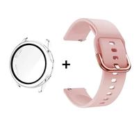 Boîtier En Verre+Bracelet+Protecteur D'Écran Pour Samsung Galaxy Active 2 40Mm 44Mm Pc+Couvercle De Pare-Chocs 20Mm Bracelets De Montre Pour Accessoires Active2.Clear And Pink.Active 2 40 Mm