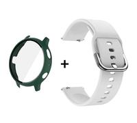Boîtier En Verre+Bracelet+Protecteur D'Écran Pour Samsung Galaxy Active 2 40Mm 44Mm Pc+Couvercle De Pare-Chocs 20Mm Bracelets De Montre Pour Accessoires Active2.Green And White.Active 2 40 Mm