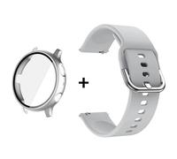 Boîtier En Verre+Bracelet+Protecteur D'Écran Pour Samsung Galaxy Active 2 40Mm 44Mm Pc+Couvercle De Pare-Chocs 20Mm Bracelets De Montre Pour Accessoires Active2.Silver And Gray.Active 2 40 Mm
