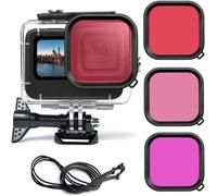 Boîtier étanche avec filtres de plongée pour GoPro Hero 13 GoPro Hero 12 Hero 11 Hero 10 Hero 9 Noir Action Camera,60 m de protection sous-marine,kit de plongée accessoires GoPro
