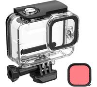 Boîtier Étanche pour GoPro Hero12 11 10 9 Black, 60m Boîtier de Protection pour La Plongée sous-Marine Coque avec Accessoires, Etui de Protection Etanche Caisson Plongée+Filtre Rose, Yuanbest