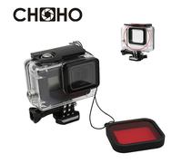 Boîtier étanche rouge pour filtre de plongée sous-marine,accessoires de protection Lente,pour Gopro fore5 6 7 noir