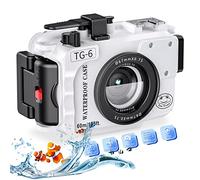 Boîtier étanche Seafrogs 60 m/195 Pieds pour Appareil Photo sous-Marin Olympus TG-6 - Boîtier étanche avec Filetage 52 mm et 67 mm, Deux Ports à Fibre Optique, détection de Fuite (TG-6-Blanc)