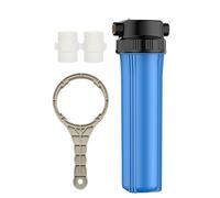 Boîtier filtre à toute la maison, Compatible avec filtres 25,4 cm x 11,4 cm, Pour camping-car, puits ville, Avec orifice NPT 1'' et soupape décharge pression(Blue)