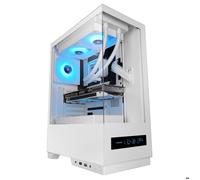 Mars Gaming Boîtier ATX MC-Pulsar – LCD frontal, double verre trempé, refroid. liquide 240mm, blanc