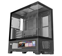 Mars Gaming MC-LCDX, Boîtier Gaming ATX, Écran IPS 9.16" et Connexion HDMI, Verre Trempé Continu, Panneau Inférieur Full Mesh, Double Chambre, Support Refroidissement Liquide Jusqu’à 360mm, Noir