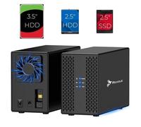Boîtier HDD SSD 2x 3,5"" SATA III USB 3.2 Boîtier HDD jusqu'à 40TB Ventilateur 36W Reagle