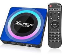 Boitier IPTV 13.0 Box Android tv 4 Go de RAM, 64 Go de ROM, Boitier Smart TV 8K Ultra HD, Lecteur Multimédia en Streaming, Wi-Fi 2,4 GHz/5 GHz, Bluetooth, Quadruple Cœur, Boitier WIFI pour TV USB 3.0.