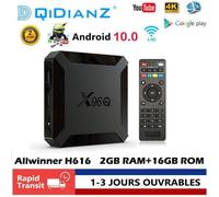 Boitier iptv Android 10.0 TV Box X96Q H313 Quad Core 2 Go+16 Go de Rom 4K WiFi 2.4Ghz Mini Smart TV Box