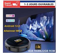 Boitier iptv Android 12.0 Smart TV BOX -HK1-4GB 32GB Allwinner H618 BT 5 WIFI 6 ,6K , Boitier multimédia Netflix