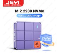 Boîtier JEYI 2230 M.2 NVMe avec commande tactile, boîtier SSD PCIe USB3.2 GEN2 10Gbps avec Protection d'écriture/lecture, prise en charge UASP TRIM I9-Square 2230pro