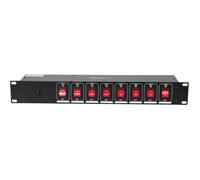 Boîtier lumière 19"" à 8 voies - IBIZA LC806S - 8 prises SHUKO avec terre - Interrupteurs lumineux M/A - Fusible électronique