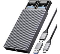Boîtier M.2 Nvme Ngff Sata Ssd, Dual-Bay Aluminium Usb3.2 Gen2 10Gbps Adaptateur Pour M-Key, B&M Key, B Key 2230/2242/2260/2280 Ssd, Sans Outil M.2 Type-C Station D'Accueil, Jusqu'À 4To- Bm2-2S