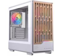 EINAREX PULSE PM400 White RGB Boîtier PC Gaming Micro-ATX Mini Tower, façade en bois, verre trempé, 3 ventilateurs RVB inclus, USB-C, GPU jusqu'à 370 mm, refroidissement liquide 240 mm (RGB blanc)